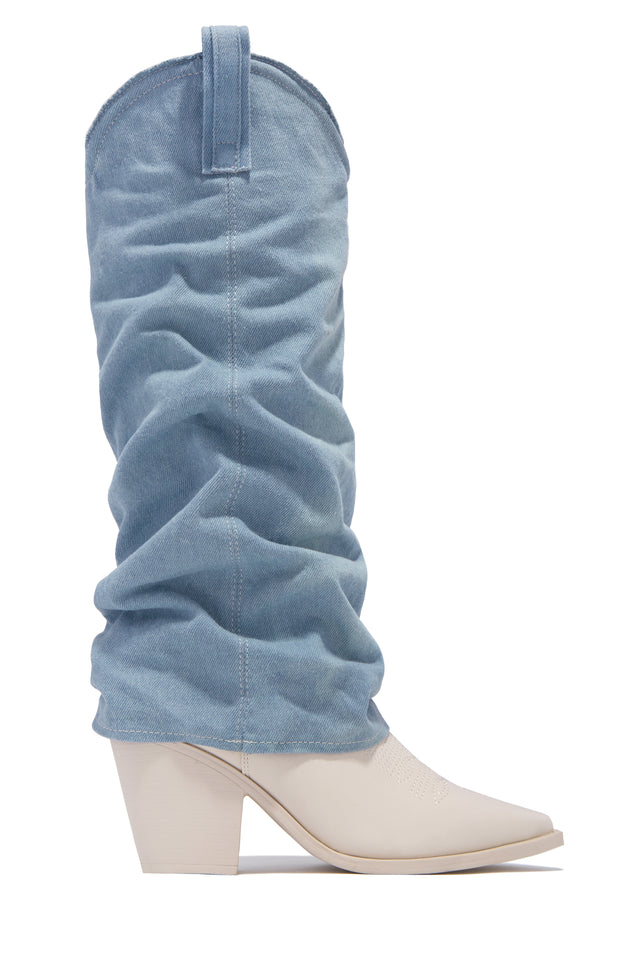 Load image into Gallery viewer, Denim Boots With Side Pull Tabs 
