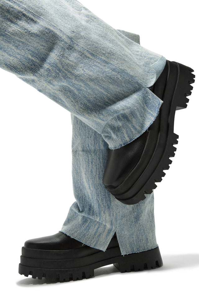 Load image into Gallery viewer, Denim Detailed Black Boots
