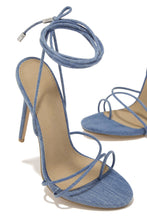 Load image into Gallery viewer, Blue Lace Up Heels
