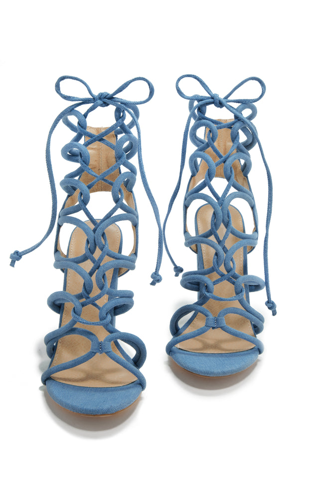 Mint Ankle Lace Up Block Heel Point Toe Sandal | Lace up block heel, Toe  sandals, Blue low heels