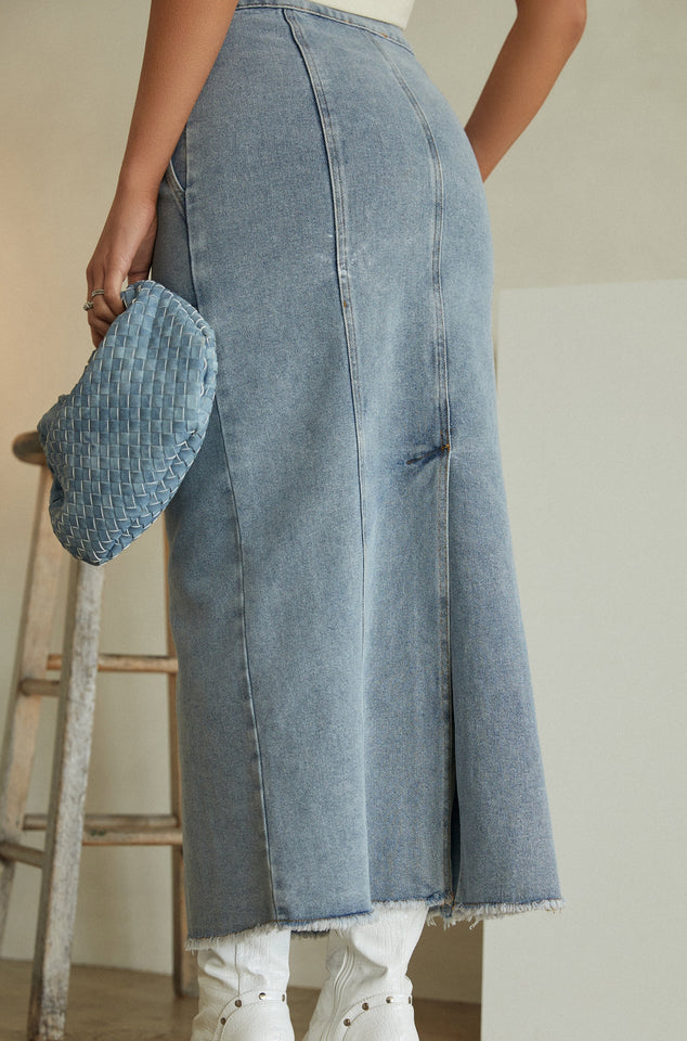 Miss Lola | Kyndel Denim Women's High Waist Maxi Skirt – MISS LOLA