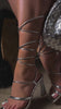 Silver tone strappy heel