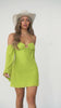 Lime Green Wool Dobby Mini Dress Styled 