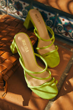 Load image into Gallery viewer, Lime Green Chunky Heel Mules

