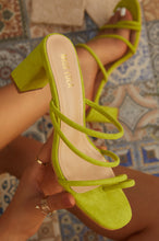 Load image into Gallery viewer, Lime Block Mid Heel Mules

