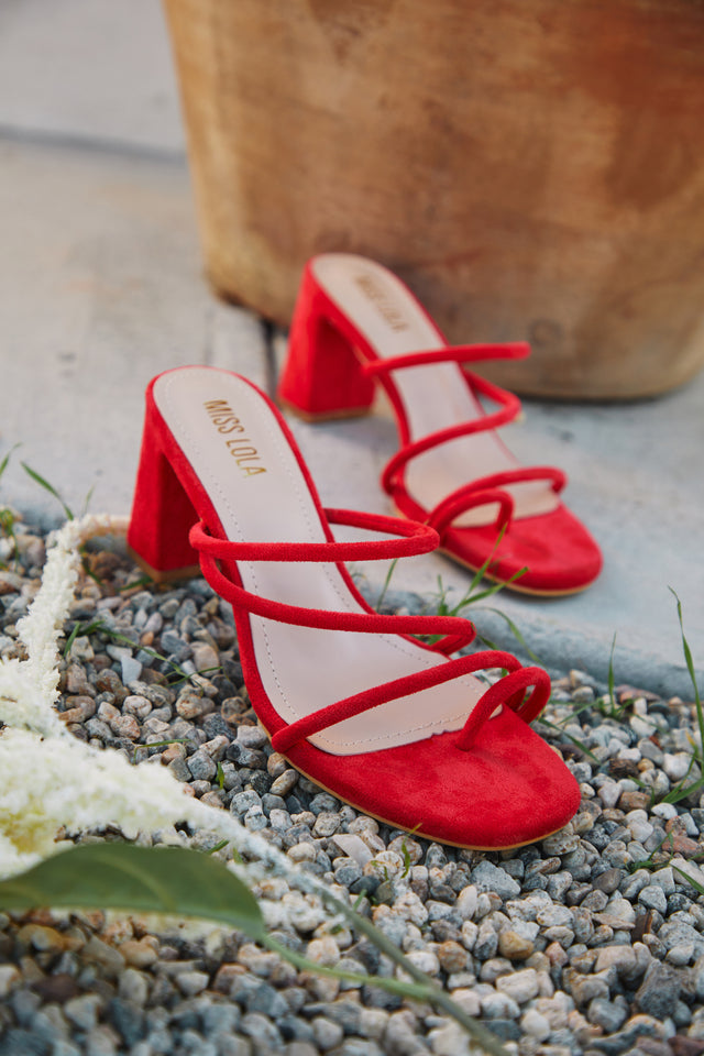 Load image into Gallery viewer, Red Chunky Heel Mules

