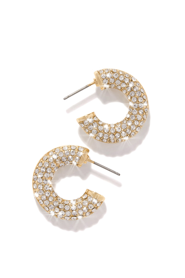 Load image into Gallery viewer, Gold Tone Embellished Hoop Earring 
