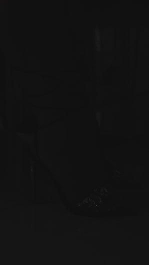 Video Of Model Wearing Black Embellished Heels 