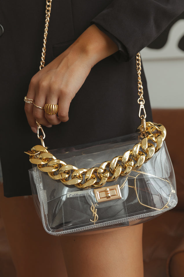 Clear & Gold Crossbody Handbag
