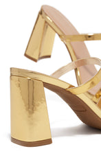 Load image into Gallery viewer, Gold Tone Block Heels 
