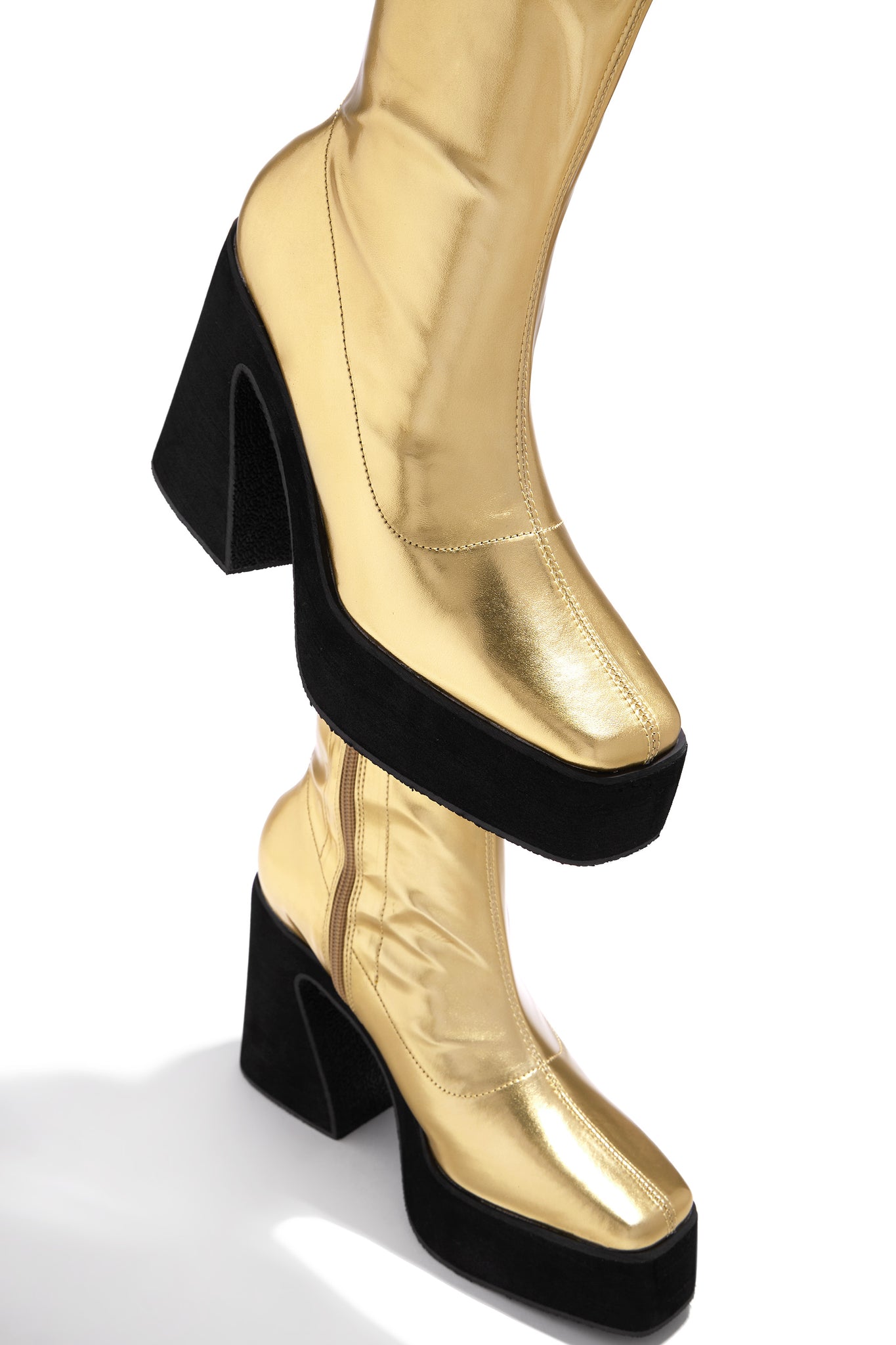 Miss Lola Gold Block Heel Ankle Boots – MISS LOLA