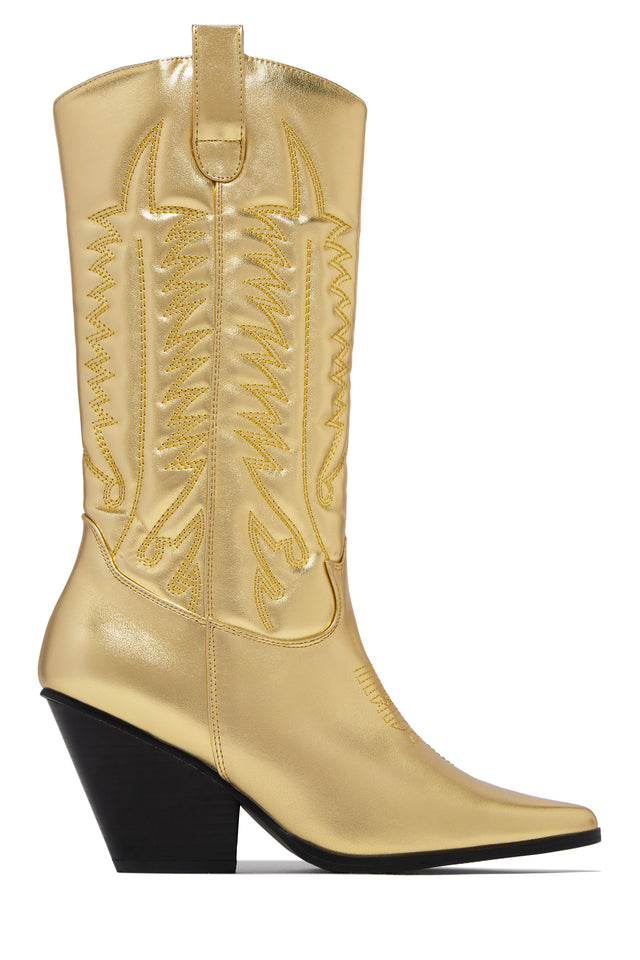Load image into Gallery viewer, Gold Pull On Boots 
