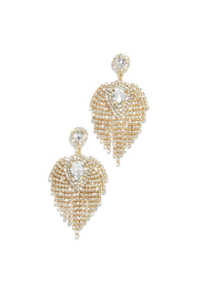 Load image into Gallery viewer, Gold-Tone Rhinestone Earrings
