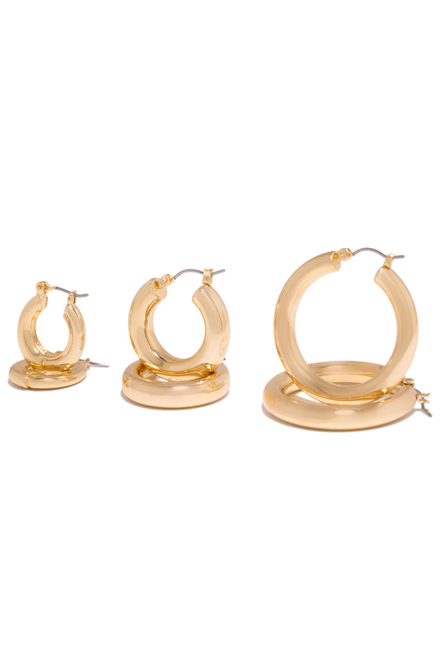 Load image into Gallery viewer, All Gold Tone Hoop Earring Set

