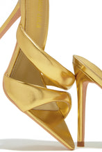 Load image into Gallery viewer, Gold-Tone Pointed Toe High Heel Mules
