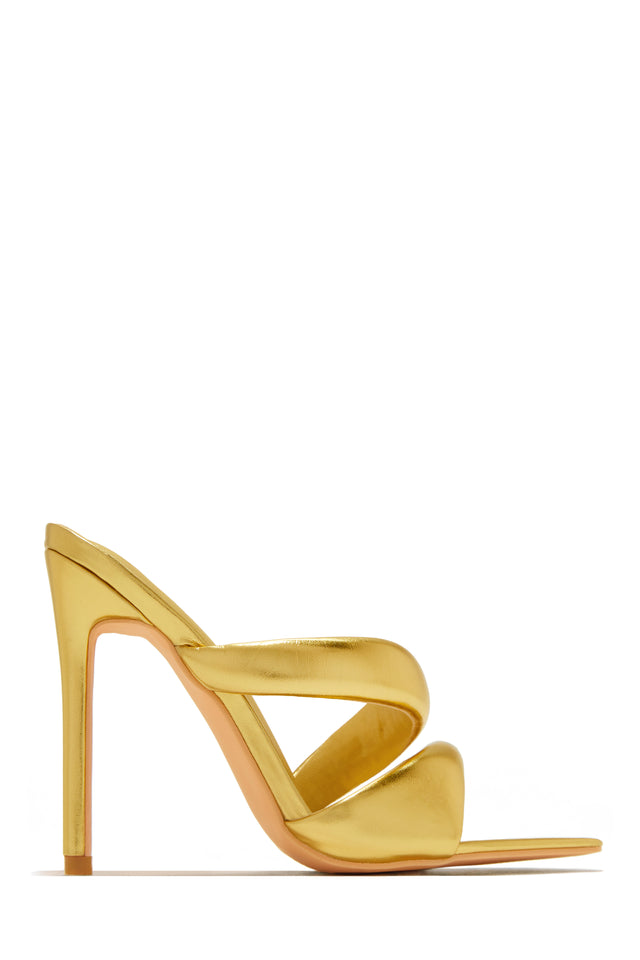 Load image into Gallery viewer, Gold-Tone High Heel Mules
