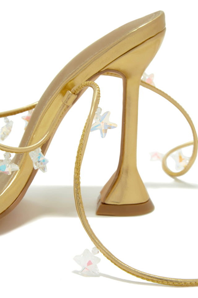 Load image into Gallery viewer, Gold High Heels with Lace Up Closure
