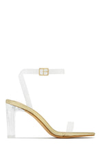 Load image into Gallery viewer, Gold Clear Anklet Strap Single Sole Heels
