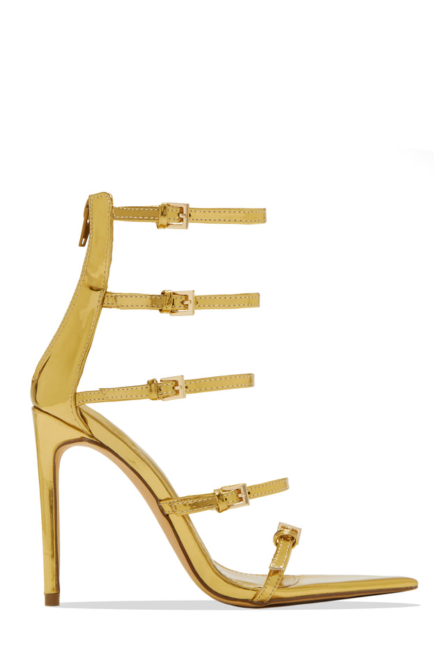Load image into Gallery viewer, Milani Single Sole Multi Strap High Heels - Gold
