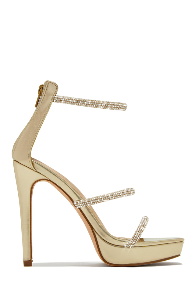 Load image into Gallery viewer, Gold-Tone Platform High Heels
