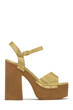 Load image into Gallery viewer, Gold-Tone Chunky Platform Heels
