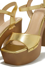 Load image into Gallery viewer, Gold-Tone Straps Platform High Heels
