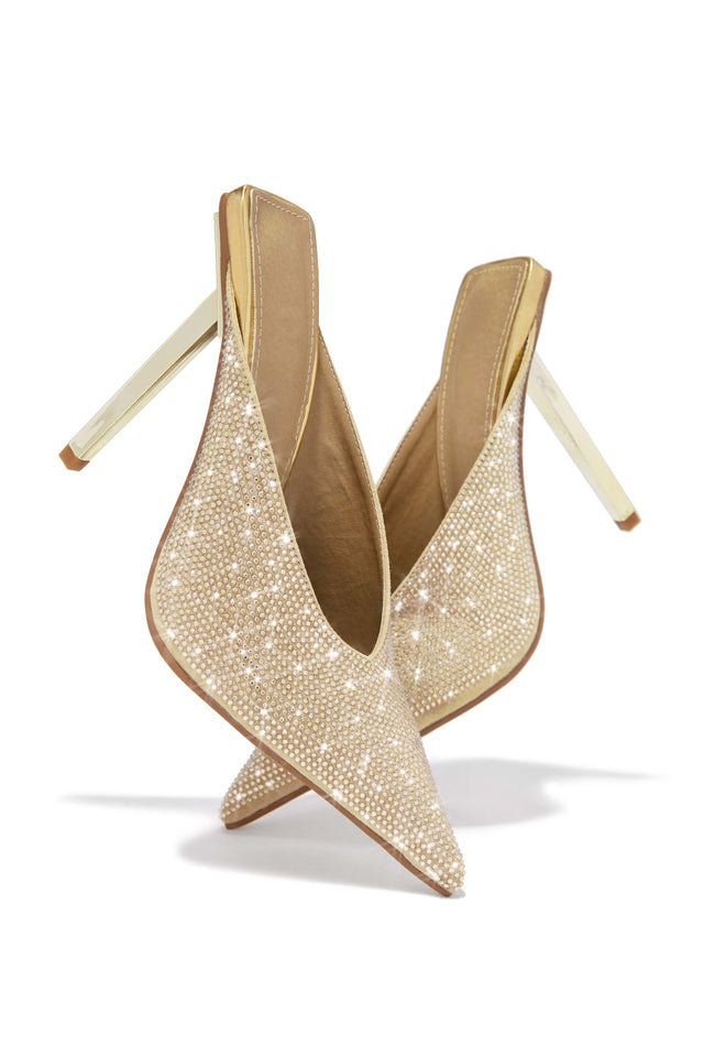 Gold Glittered Sculptural Stiletto Heel Pumps - CHARLES & KEITH US