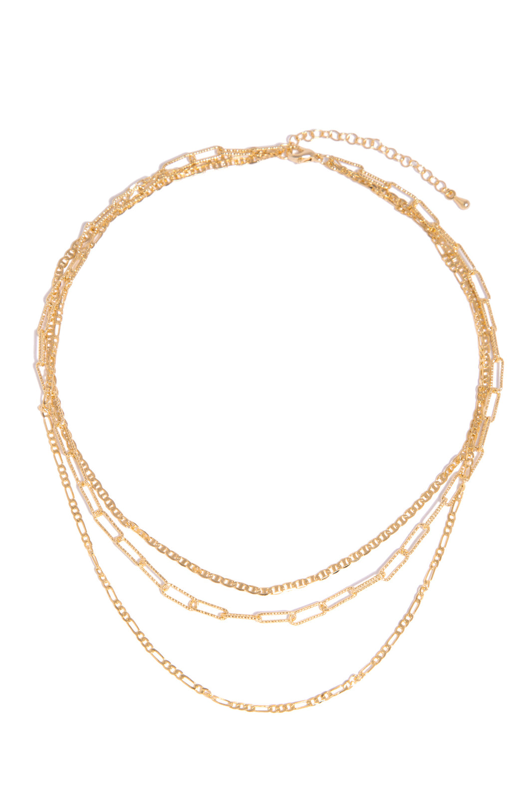 3 Row Layered Gold Dipped Necklace