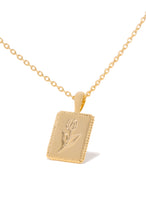 Load image into Gallery viewer, Square Pendant with Embossed Rose Necklace
