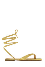Load image into Gallery viewer, Gold-Tone Lace Up Sandals
