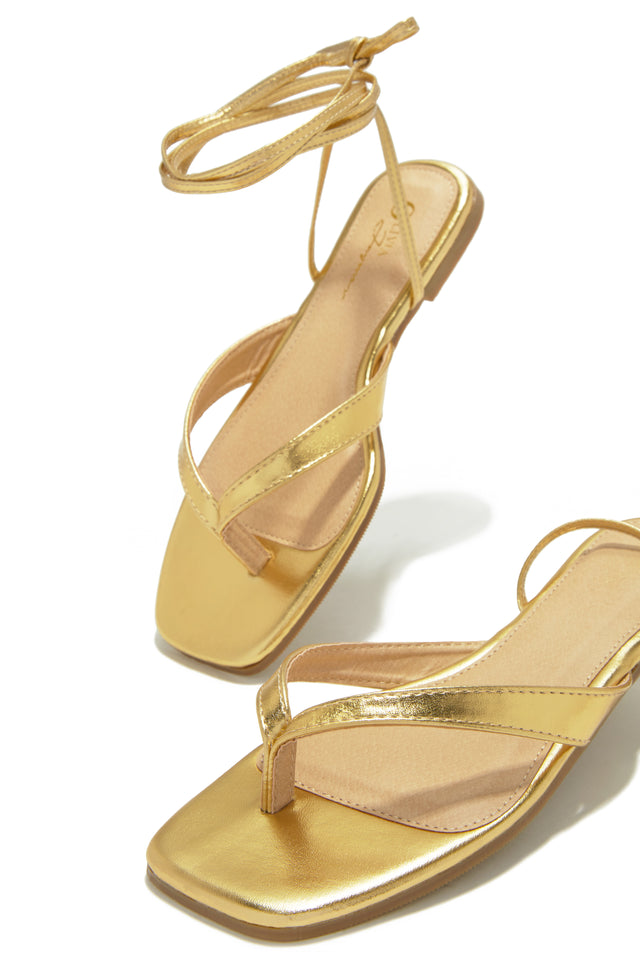 Load image into Gallery viewer, Gold-Tone Sandals
