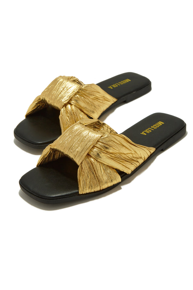 Load image into Gallery viewer, Gold-Tone Slip On Sandals
