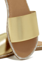 Load image into Gallery viewer, Gold-Tone Slide Sandals
