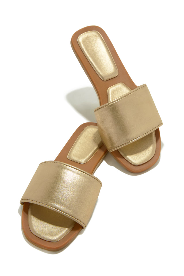 Load image into Gallery viewer, Gold-Tone Slip On Sandals
