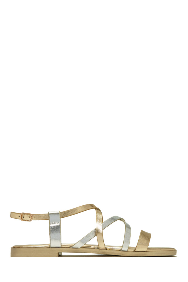 Load image into Gallery viewer, Gold-Tone Flat Sandals
