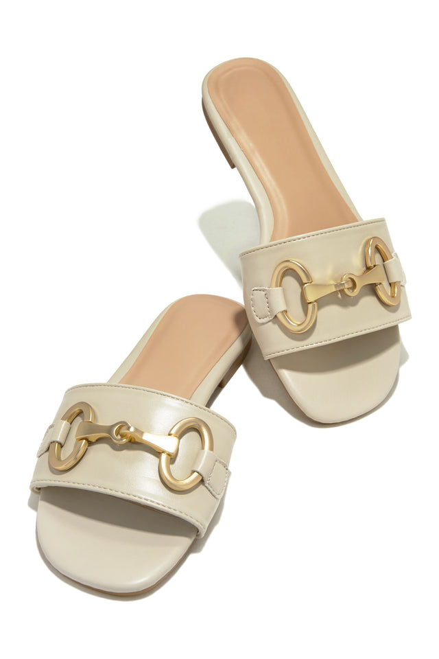 Load image into Gallery viewer, Gold-Tone Slip On Sandals
