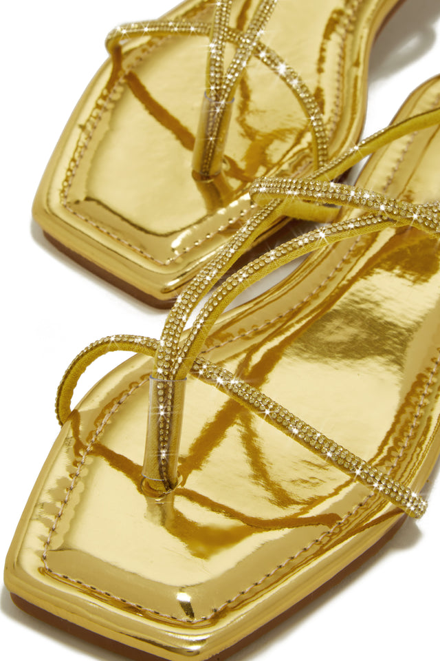 Load image into Gallery viewer, Gold-Tone Strappy Lace Up Sandals
