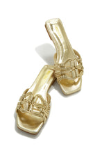 Load image into Gallery viewer, Gold-Tone Flat Slip On Sandals

