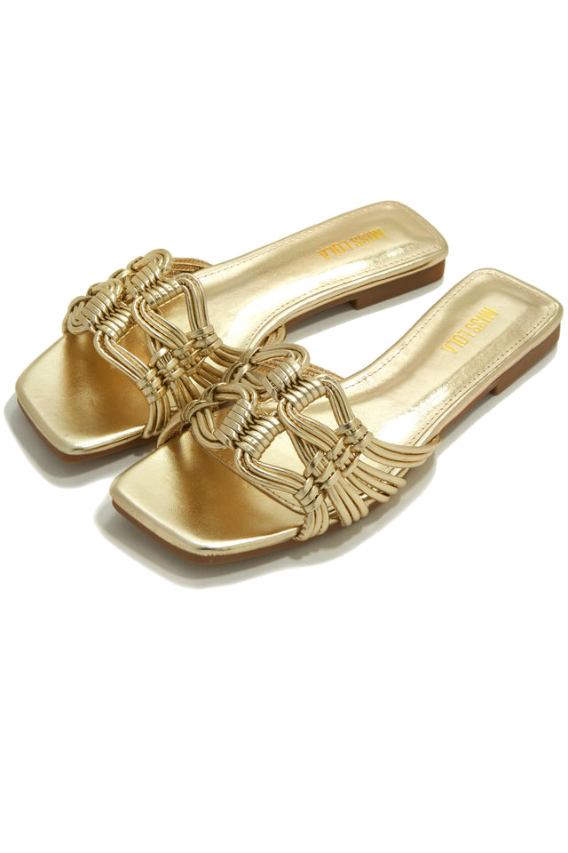 Load image into Gallery viewer, Gold Slide Sandals
