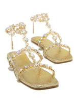 Load image into Gallery viewer, Gold-Tone Embellished Sandals
