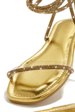 Load image into Gallery viewer, Gold-Tone Rhinestone Sandals
