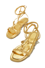 Load image into Gallery viewer, Coastal Villa Lace Up Sandals - Gold
