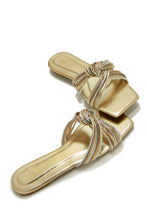 Load image into Gallery viewer, Gold-Tone Open Square Toe Sandals
