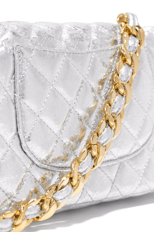 Load image into Gallery viewer, Silver Bag WIth Gold Tone Chain 
