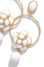 Load image into Gallery viewer, Gold Tone Hardware White Hoop Dangle Earrings 
