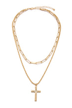 Load image into Gallery viewer, Ester Layered Cross Pendant Necklace - Gold
