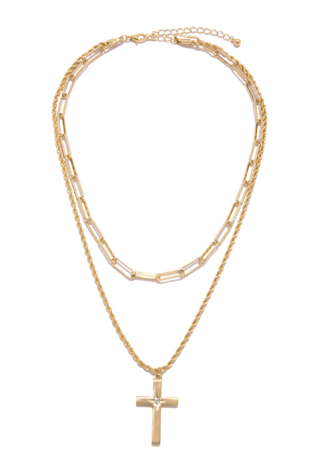 Load image into Gallery viewer, Ester Layered Cross Pendant Necklace - Gold
