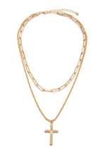 Load image into Gallery viewer, Ester Layered Cross Pendant Necklace - Silver
