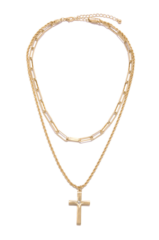 Load image into Gallery viewer, Ester Layered Cross Pendant Necklace - Silver
