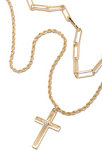 Load image into Gallery viewer, Gold Tone Necklace With Cross Pendant Detailing 
